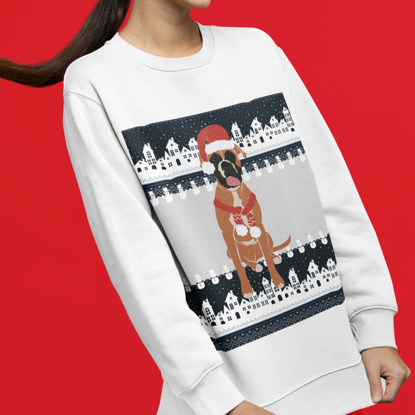 | Boxer Christmas Crewneck | Boxer Mom | Boxer Sweatshirt | Ugly Xmas Sweater | Ugly Holiday Sweater