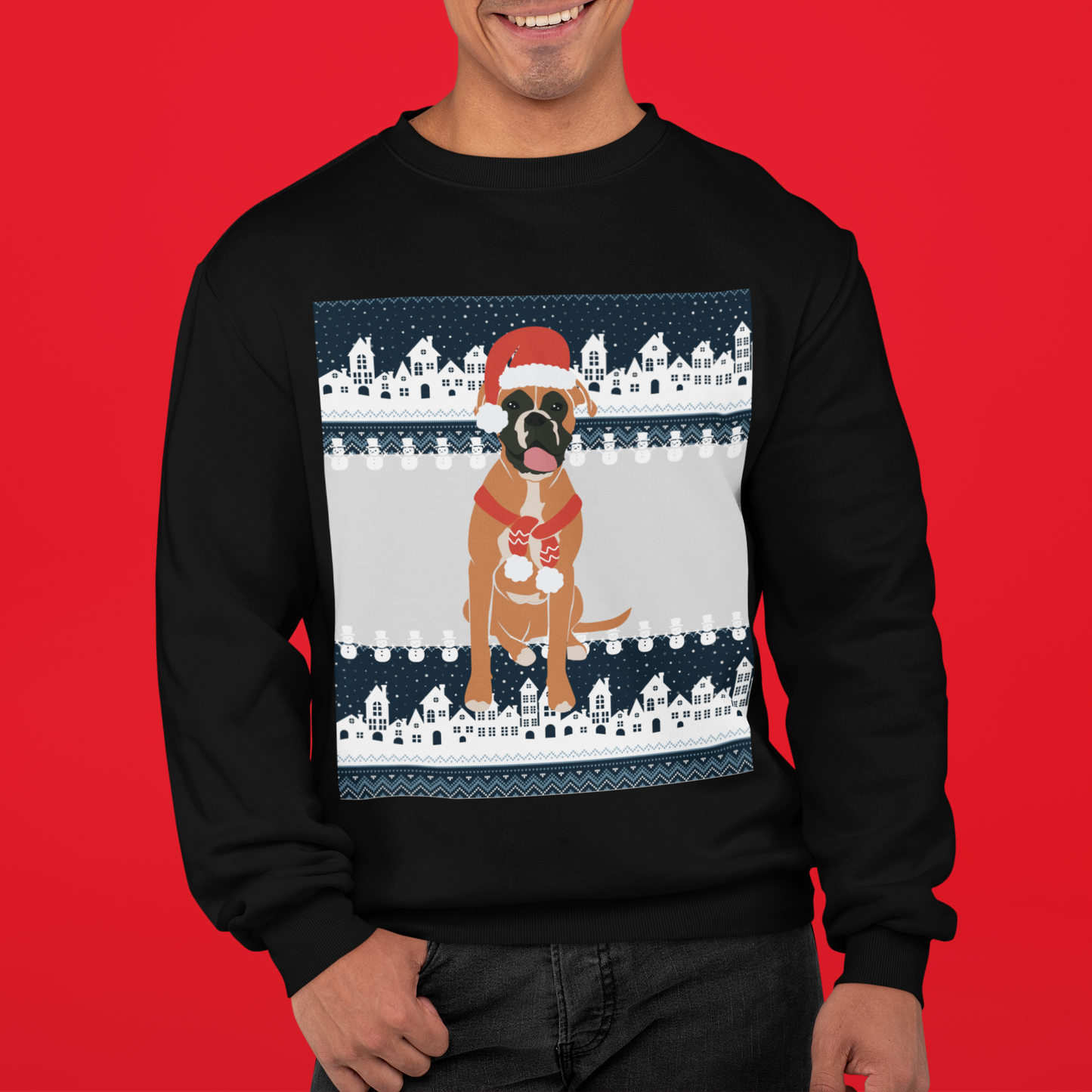 | Boxer Christmas Crewneck | Boxer Mom | Boxer Sweatshirt | Ugly Xmas Sweater | Ugly Holiday Sweater