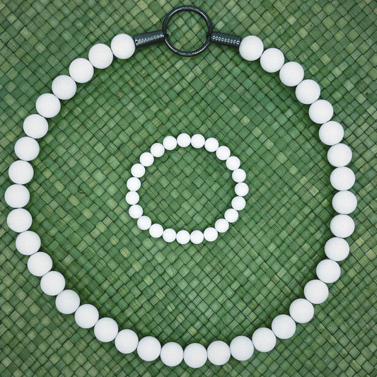 Dog Mala - Custom Beaded Porcelain White Jade Dog Collar