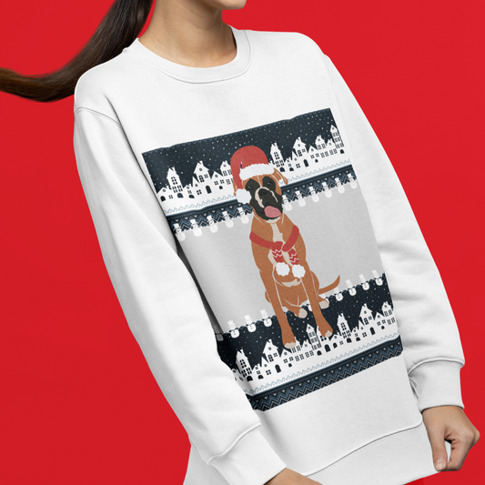 | Boxer Christmas Crewneck | Boxer Mom | Boxer Sweatshirt | Ugly Xmas Sweater | Ugly Holiday Sweater