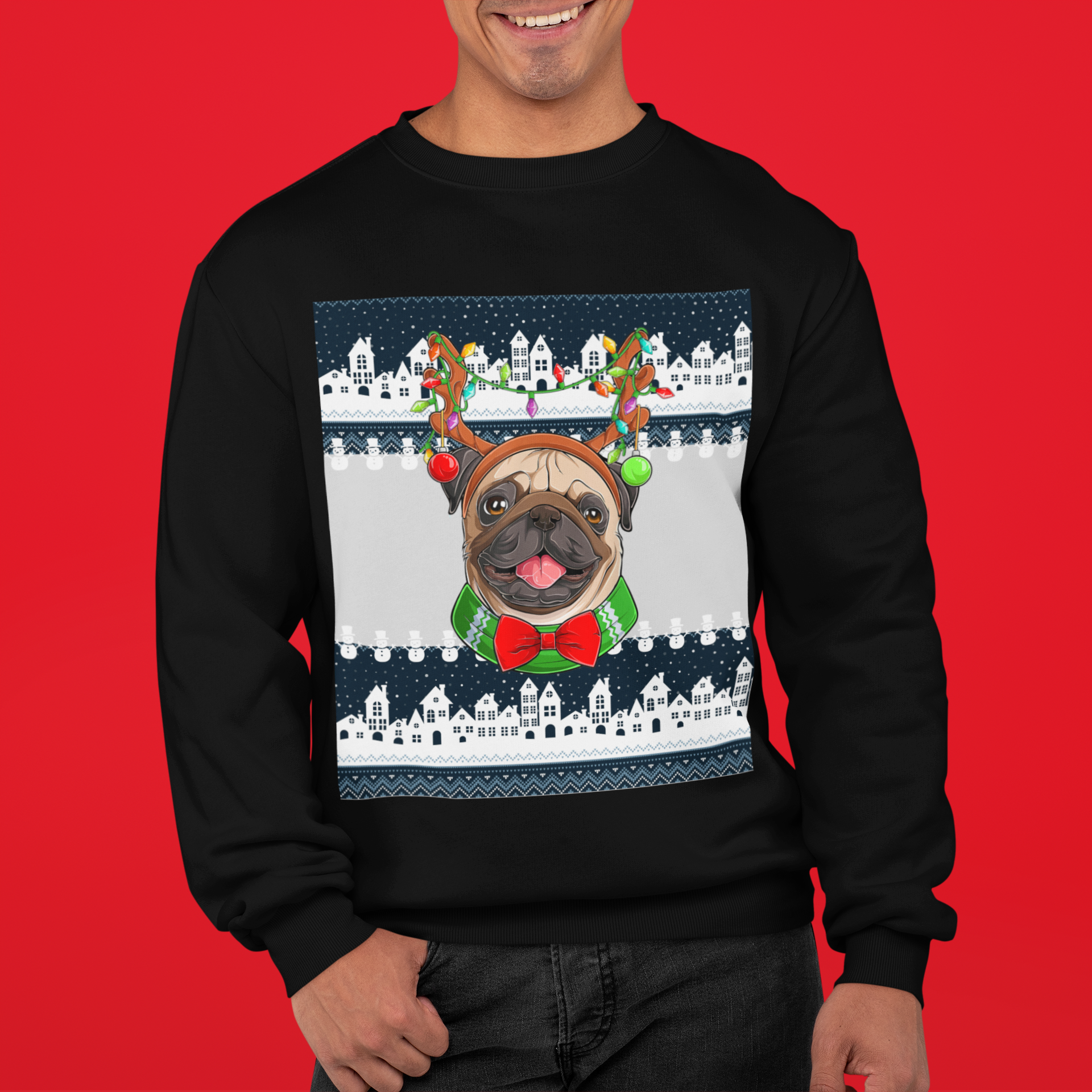  | Pug Christmas Crewneck | Pug Mom | Pug Sweatshirt | Ugly Xmas Sweater | Ugly Holiday Sweater | Xmas Party