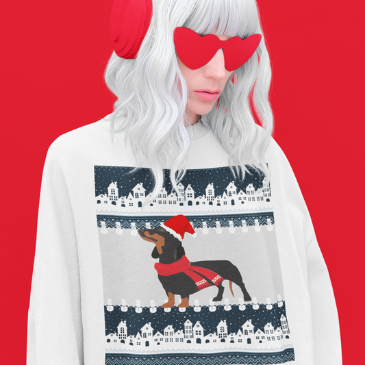 | Dachshund Christmas Crewneck | Dachshund Mom | Dachshund Sweatshirt | Ugly Xmas Sweater | Ugly Holiday